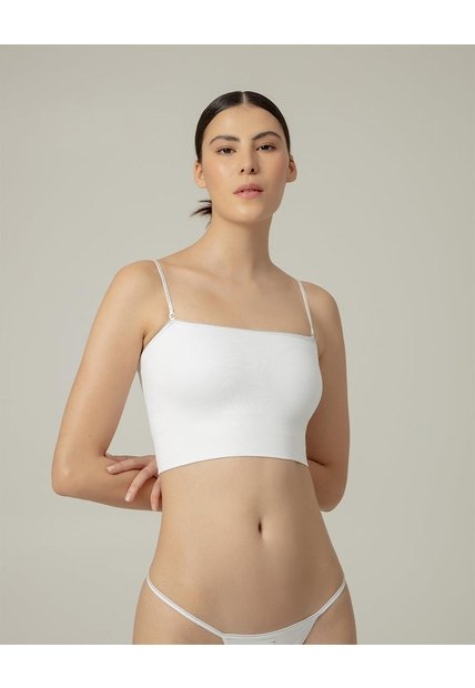 Top Soporte Medio Seamless Blanco Blanco