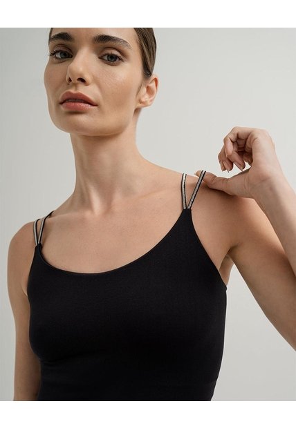 Camisilla Seamless Negra Mujer Negro