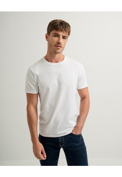Camiseta Regular Algodón Blanca Hombre Blanco