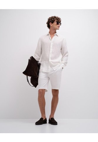 Camisa Manga Larga Regular Lino Blanca Hombre Blanco PUNTO BLANCO