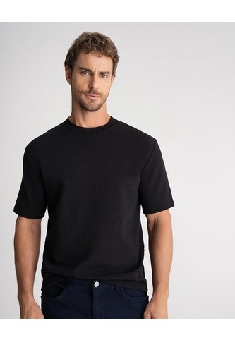 Camiseta Confort Regular Algodón Negra Hombre Negro PUNTO BLANCO