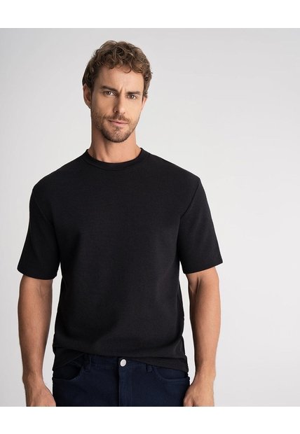 Camiseta Confort Regular Algodón Negra Hombre Negro