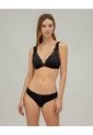 Panty Tipo Tanga Microfibra Más Encaje Negro Negro de PUNTO BLANCO