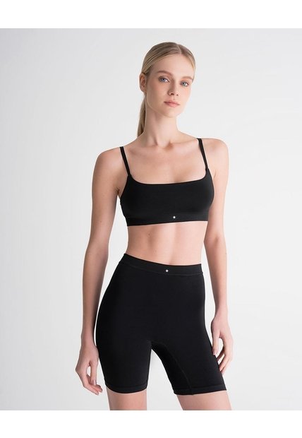 Panty Ciclista Seamless Control Medio Negro Negro
