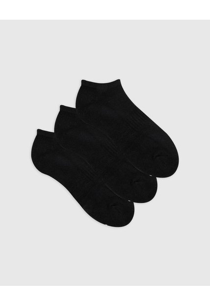 Medias Deportivas Hombre Tobillera Corta Algodón Pack X3 Negro