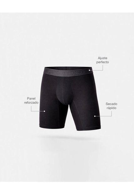 Bóxer Deportivo Largo Microfibra Transpirable Negro Negro
