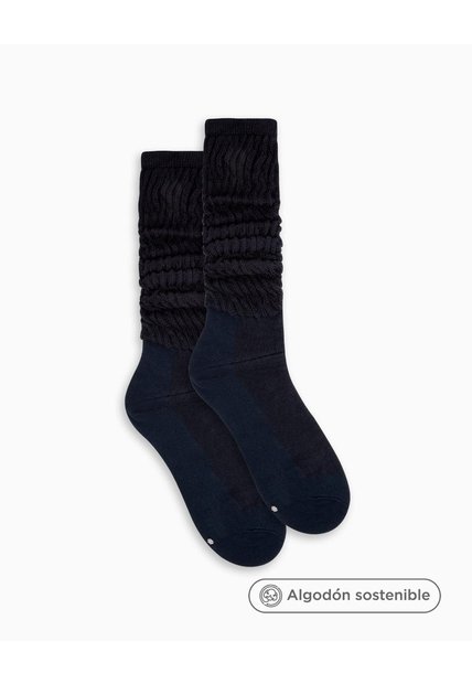 Medias Mujer Extra Largas Algodón Pack X2 Azul