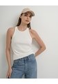 Camiseta Esqueleto Regular Rib Algodón Blanca Mujer Blanco de PUNTO BLANCO