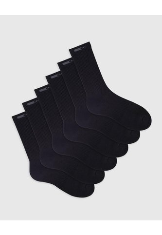 Medias Deportivas Hombre Largas Algodón Pack X6 Negro PUNTO BLANCO
