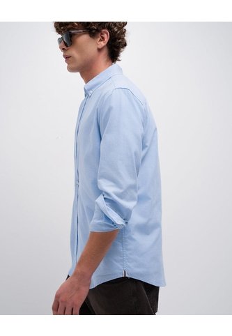 Camisa Manga Larga Slim Algodón Azul Hombre Azul PUNTO BLANCO