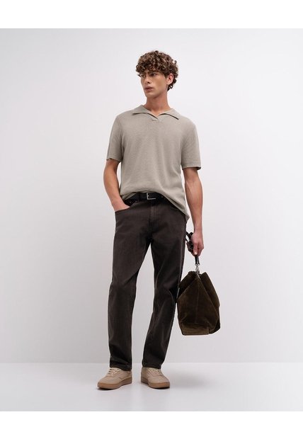Polo Regular Tejido De Punto Algodón Hombre Marron