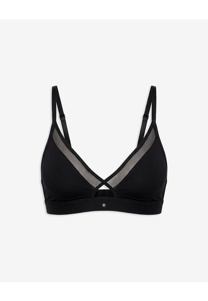 Top Soporte Medio Microfibra Sin Arco Negro Negro