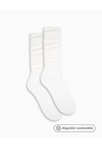 Medias Mujer Extra Largas Algodón Pack X2 Blanco PUNTO BLANCO