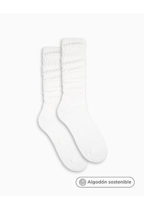 Medias Mujer Extra Largas Algodón Pack X2 Blanco