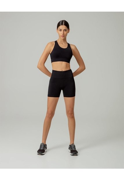 Biker Deportivo Tiro Alto Seamless Control Abdomen Negro Mujer Negro