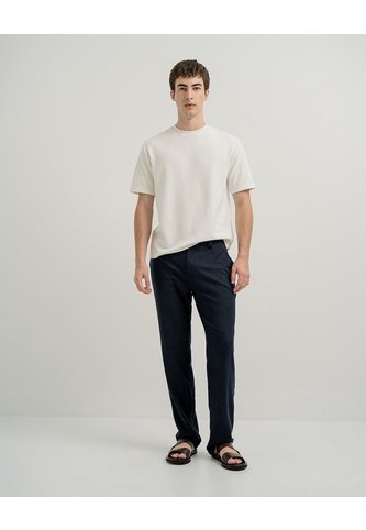Pantalón Chino Regular Lino Azul Hombre Azul PUNTO BLANCO