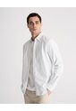 Camisa Manga Larga Slim Algodón Rayas Hombre Blanco de PUNTO BLANCO