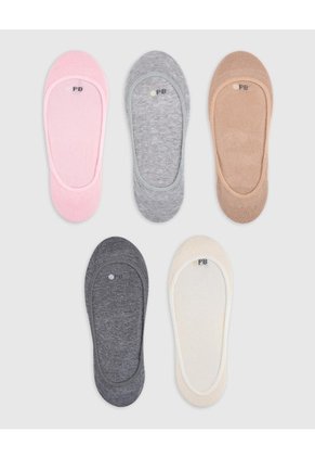 Medias Mujer Baleta Antideslizante En Talón Pack X5 Surtido Multicolor