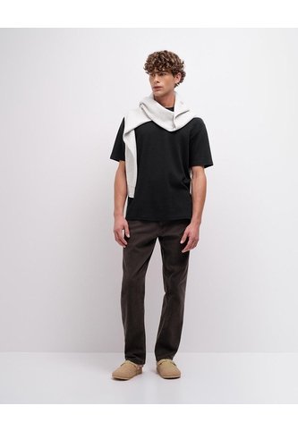 Camiseta Regular Algodón Negra Hombre Negro PUNTO BLANCO