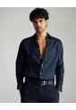 Camisa Manga Larga Regular Lino Azul Hombre Azul de PUNTO BLANCO