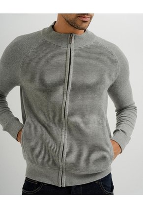 Suéter Regular Tejido De Punto Algodón Gris Hombre Gris
