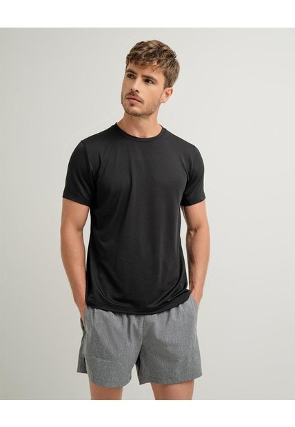 Camiseta Deportiva Control Humedad Negra Hombre Negro