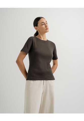 Camiseta Slim Rib Algodón Café Mujer Cafe PUNTO BLANCO