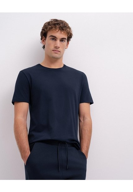 Camiseta Algodón Pima Azul Hombre Azul