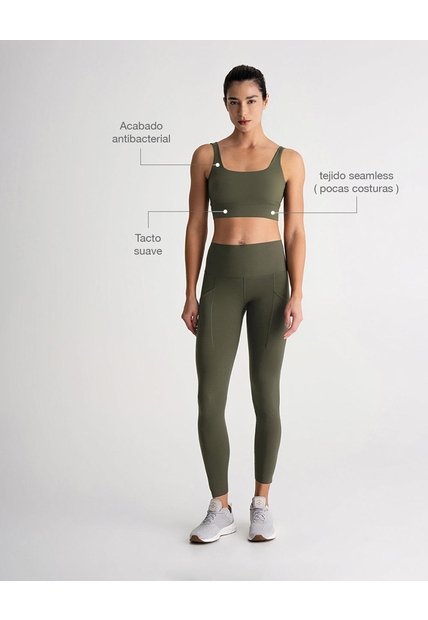 Top Deportivo Soporte Medio Seamless Verde Verde
