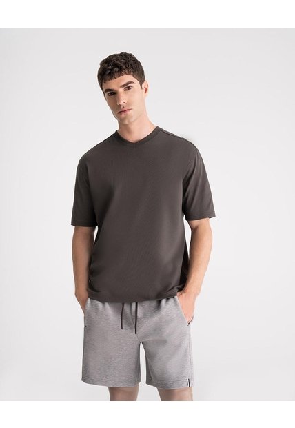 Camiseta Confort Regular Algodón Café Hombre Cafe