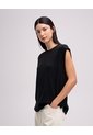 Camiseta Regular Rib Algodón Negra Mujer Negro de PUNTO BLANCO