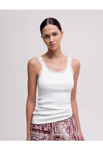 Camiseta Esqueleto Regular Rib Blanca Mujer Blanco PUNTO BLANCO