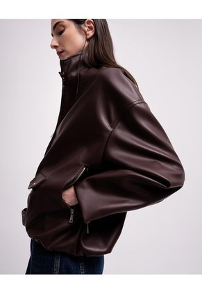 Chaqueta Oversize Vinotinto Mujer Rojo