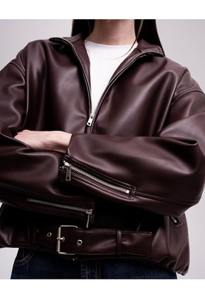 Chaqueta Oversize Vinotinto Mujer Rojo