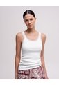 Camiseta Esqueleto Regular Rib Blanca Mujer Blanco de PUNTO BLANCO