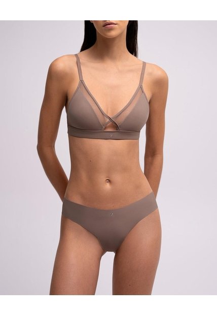 Panty Tipo Tanga Microfibra Invisible Café Cafe