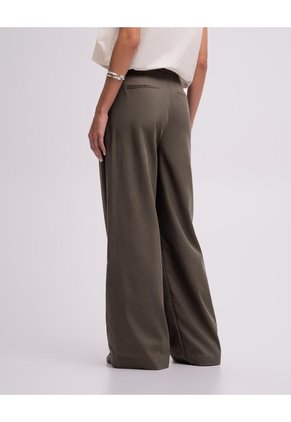 Pantalón Wide Leg Tiro Alto Café Mujer Cafe