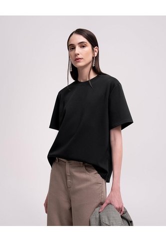Camiseta Confort Regular Tacto Suave Negra Mujer Negro PUNTO BLANCO