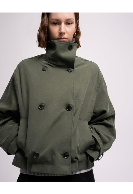 Chaqueta Recta Oversize Verde Mujer Verde