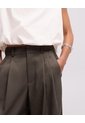Pantalón Wide Leg Tiro Alto Café Mujer Cafe de PUNTO BLANCO
