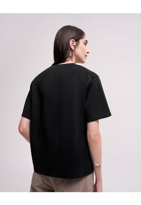 Camiseta Confort Regular Tacto Suave Negra Mujer Negro