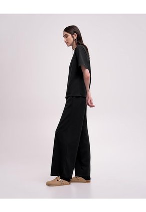Camiseta Confort Regular Tacto Suave Negra Mujer Negro