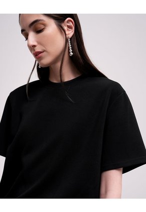 Camiseta Confort Regular Tacto Suave Negra Mujer Negro