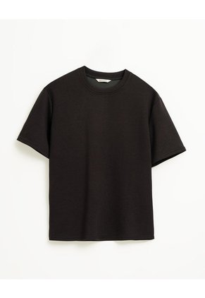 Camiseta Confort Regular Tacto Suave Negra Mujer Negro