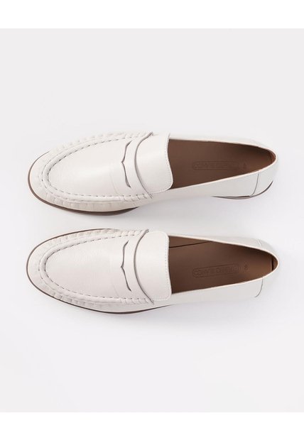 Mocasín Cuero Crudo Mujer Beige