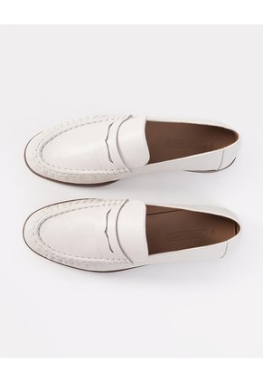 Mocasín Cuero Crudo Mujer Beige