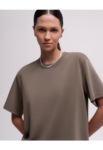 Camiseta Confort Regular Tacto Suave Café Mujer Cafe