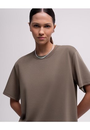 Camiseta Confort Regular Tacto Suave Café Mujer Cafe