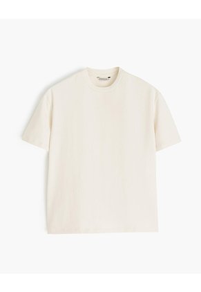 Camiseta Regular Algodón Crema Mujer Beige