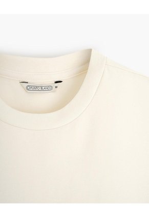 Camiseta Regular Algodón Crema Mujer Beige